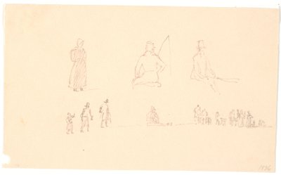Due file di schizzi di figure da Christen Købke