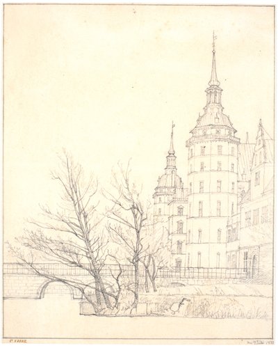 Castello di Frederiksborg. Vista dal ponte delle monete da Christen Købke
