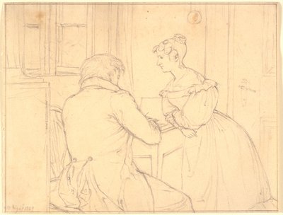 Il pittore C.D. Gebauer disegna per la signorina Margrethe Hahn da Christen Købke