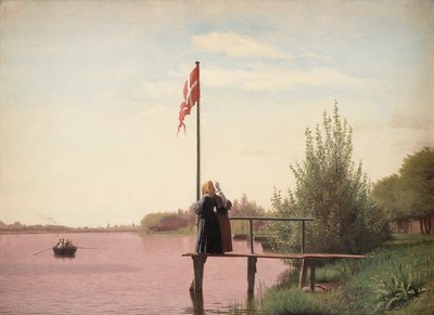 Una vista da Dosseringen vicino al lago Sortedam verso Nørrebro da Christen Schjellerup Kobke