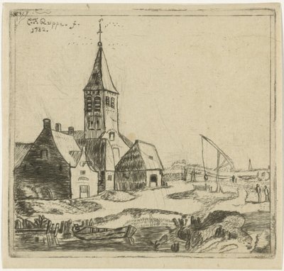 Chiesa di villaggio da Christiaan Friedrich Ruppe