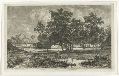 Paesaggio con fattoria tra gli alberi da Christiaan Immerzeel