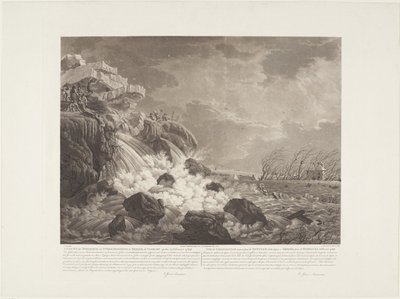 Veduta della rottura della diga e inondazione a Bemmel vicino a Nimega il 21 febbraio 1799 da Christiaan Josi