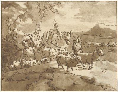 Paesaggio con pastori e bestiame da Christiaan Josi