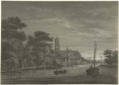 Paesaggio notturno con vista sul villaggio da Christiaan Josi