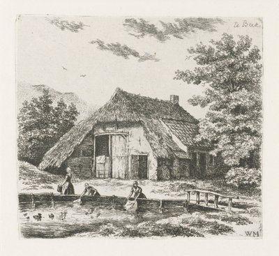 Tre donne fanno il bucato a Beek da Christiaan Wilhelmus Moorrees