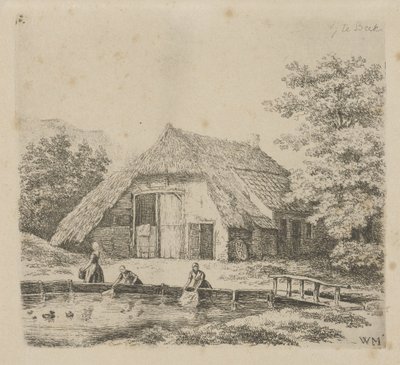 Tre donne fanno il bucato a Beek da Christiaan Wilhelmus Moorrees