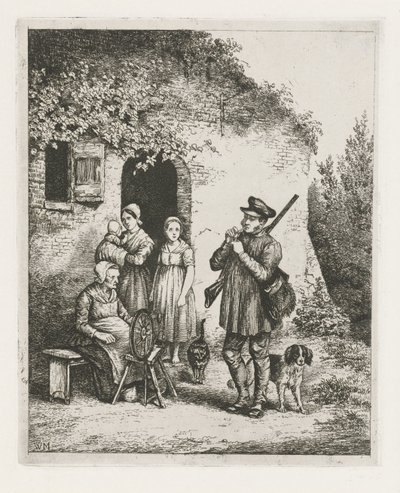 Compagnia davanti alla porta di una casa da Christiaan Wilhelmus Moorrees
