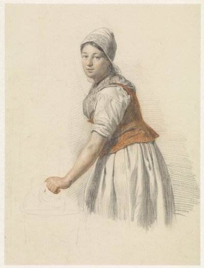 Donna in piedi con secchio, verso sinistra da Christiaan van Geelen jr.