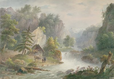 Paesaggio montuoso con un torrente, 1825 da Christian Brune