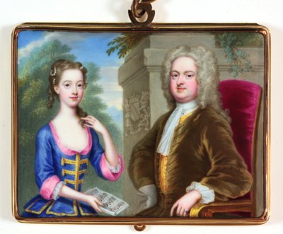 Lady Margaret Cavendish Holles Harley e suo padre Edward Harley da Christian Friedrich Zincke