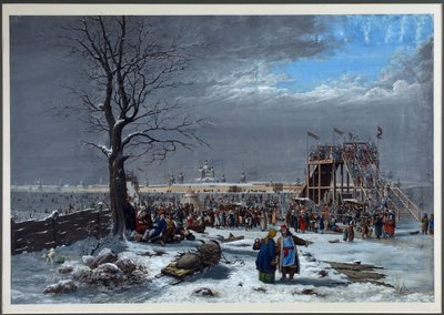 Le montagne russe sulla Neva vicino al Convento di Smolny a San Pietroburgo da Christian Gottfried Geissler