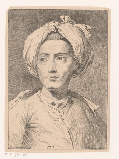 Ritratto di un uomo, possibile autoritratto di Christian Gottlieb Werner da Christian Gottlieb Werner (prentmaker)