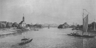 La chiesa Maria am Wasser vicino a Dresda intorno al 1850 da Christian Gottlob Hammer