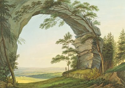 Veduta di Prebischtor nella Svizzera Sassone al confine con la Boemia (incisione) da Christian Gottlob Hammer