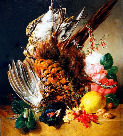 Natura morta con frutta, fiori e selvaggina da Christian Huygens