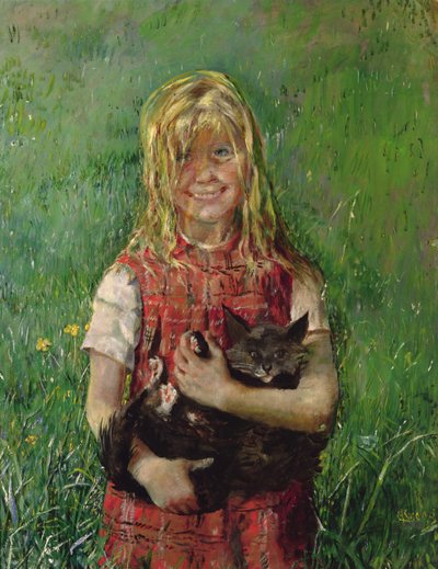 Ragazza con un gatto da Christian Krohg