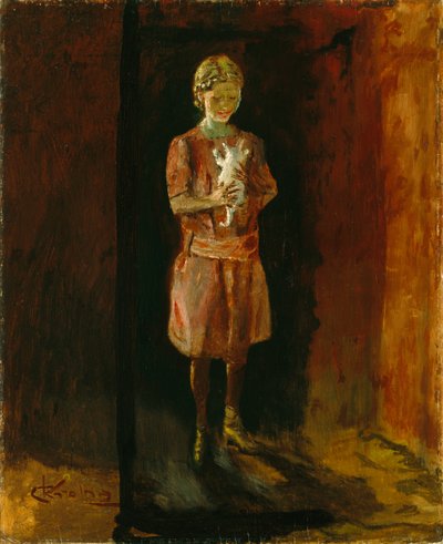 Ragazza con gatto da Christian Krohg