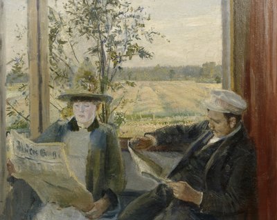 Oda Krohg che legge Verdens Gang da Christian Krohg