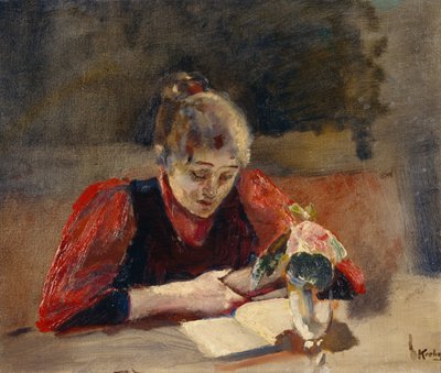 Oda seduta a leggere da Christian Krohg