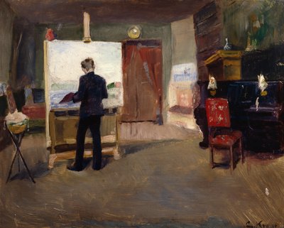 Il pittore Nils Hansteen nello studio da Christian Krohg