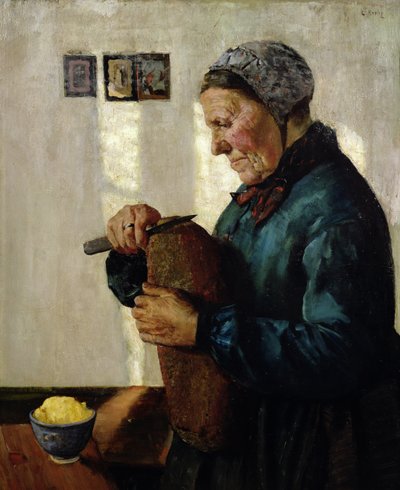 Donna che taglia il pane da Christian Krohg
