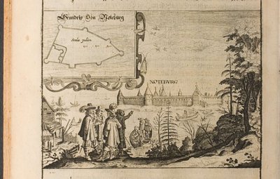 Nöteborg Illustrazione da Viaggi al Gran Duca di Moscovia e al Re di Persia di Adam Ol da Christian Lorenzen Rothgiesser
