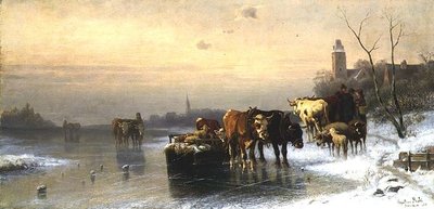 Paesaggio invernale con bestiame da Christian Mali