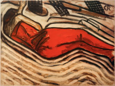 Dormiente in rosso (Nudo femminile sdraiato, dormiente) da Christian Rohlfs
