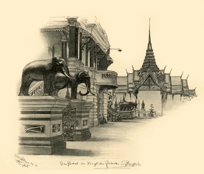 Ingresso al palazzo reale di Bangkok, Siam, 1898 da Christian Wilhelm Allers