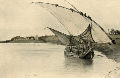 Felucca sul Nilo a Kom Ombo, Egitto, 1898 da Christian Wilhelm Allers