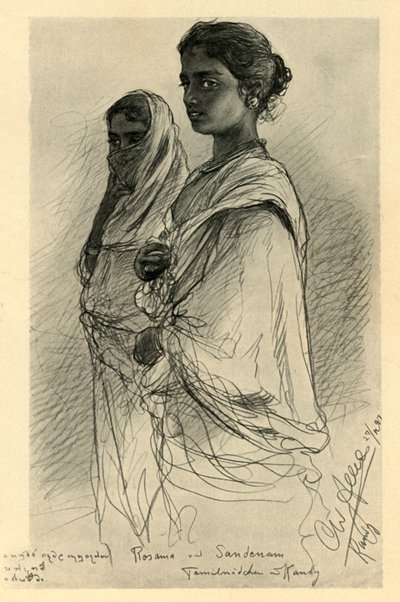 Rosama e Sandenam, ragazze Tamil, Kandy, Ceylon, 1898 da Christian Wilhelm Allers