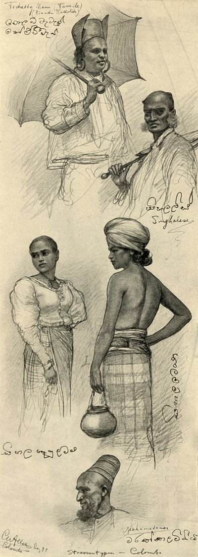 Studi di Persone, Colombo, Ceylon da Christian Wilhelm Allers