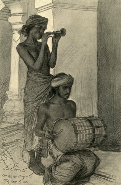 Musicisti del tempio, Kandy, Ceylon, 1898 da Christian Wilhelm Allers