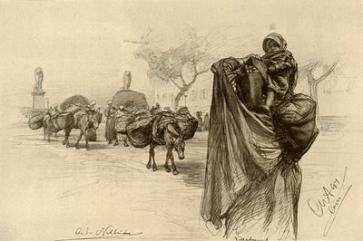 Donna e Bambino vicino al Ponte Kobri el Gezira, Il Cairo da Christian Wilhelm Allers