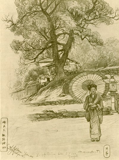 Donna con parasole, Nagasaki, Giappone, 1898 da Christian Wilhelm Allers