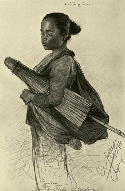Giovane donna con parasole, Magalang, Giava da Christian Wilhelm Allers