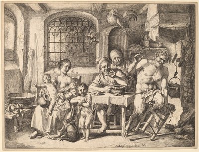 Un satiro che visita una famiglia di contadini da Christian Wilhelm Ernst Dietrich