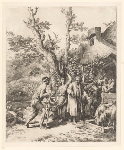 Parabola del figliol prodigo; il figliol prodigo chiede lavoro a un contadino da Christian Wilhelm Ernst Dietrich