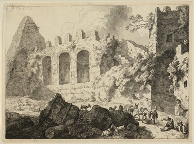 Grande paesaggio con una piramide da Christian Wilhelm Ernst Dietrich