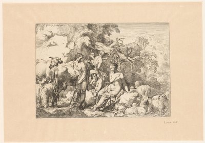 Pastore con gregge e quattro muse da Christian Wilhelm Ernst Dietrich
