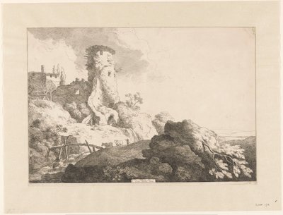 Heuvellandschap met toren da Christian Wilhelm Ernst Dietrich