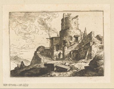 Paesaggio con torre di vedetta da Christian Wilhelm Ernst Dietrich