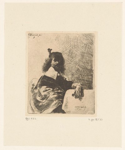 Uomo con occhiali in mano da Christian Wilhelm Ernst Dietrich