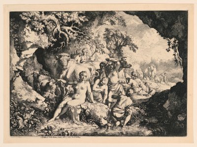 Ninfe che si bagnano vicino a una grotta da Christian Wilhelm Ernst Dietrich