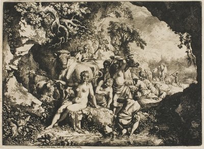Ninfe che si bagnano vicino a una grotta da Christian Wilhelm Ernst Dietrich