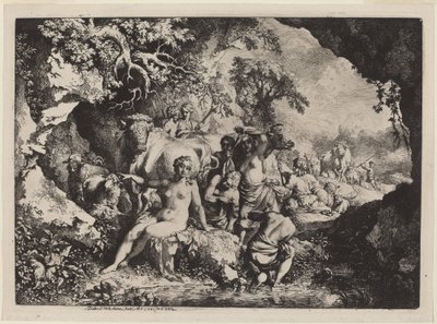 Ninfe che si bagnano in una grotta da Christian Wilhelm Ernst Dietrich