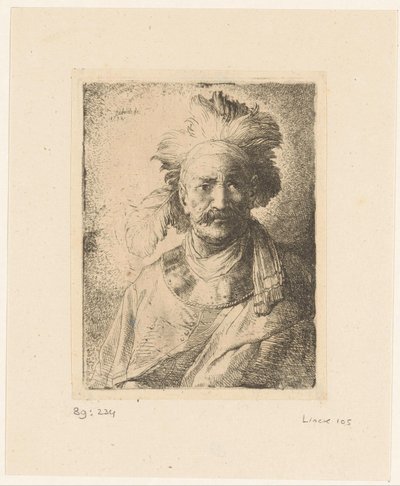 Vecchio con copricapo piumato da Christian Wilhelm Ernst Dietrich