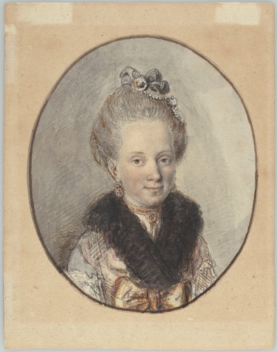 Ritratto di giovane donna con colletto di pelliccia da Christian Wilhelm Ernst Dietrich