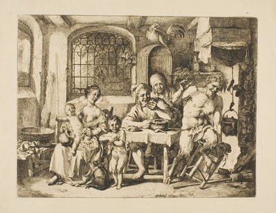 Satiro in casa di contadini, nello stile di Jordaens da Christian Wilhelm Ernst Dietrich